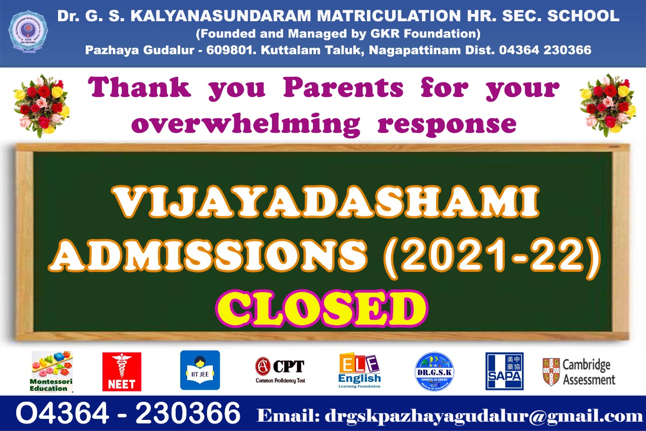 Vijayadashami admissions closed (2021-22)
